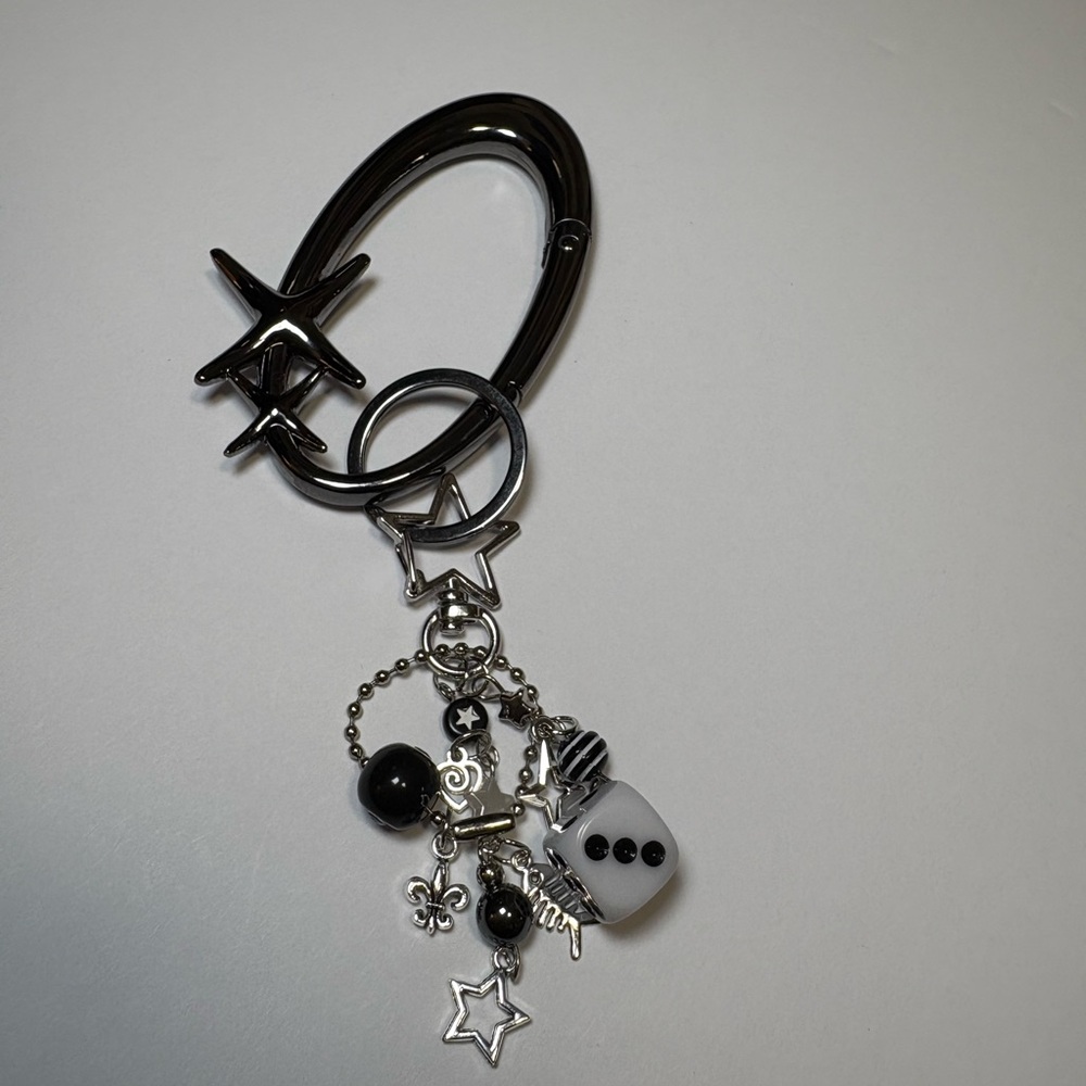 Black‎ and Silver Charm Keychain